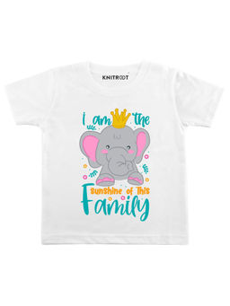 KNITROOT - White Sunshine Family Printed T-Shirt (0-6 Months)
