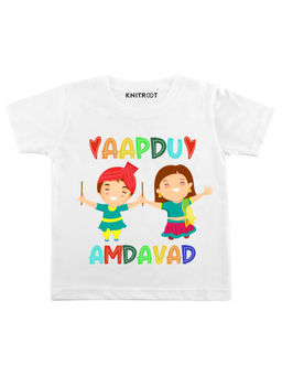 KNITROOT - White Aapdu Amdavad Printed T-shirt