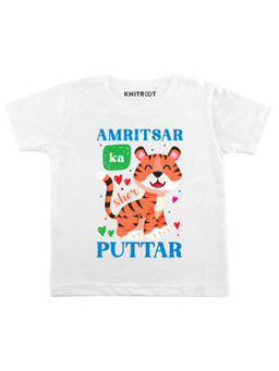 KNITROOT - White Sher Puttar Printed T-shirt
