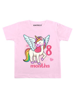 KNITROOT - Pink 8 Months Printed T-Shirt (6-12 Months)