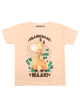 KNITROOT - Peach Dramebaaz Printed T-shirt