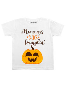KNITROOT - White Mommys Pumpkin Printed T-Shirt