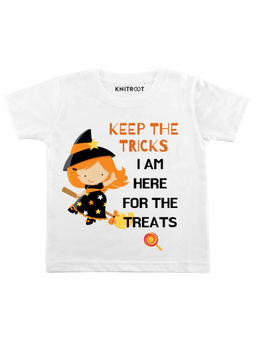 KNITROOT - White Here for The Treats Printed T-Shirt