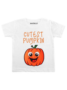 KNITROOT - White Cutest Pumpkin Printed T-Shirt