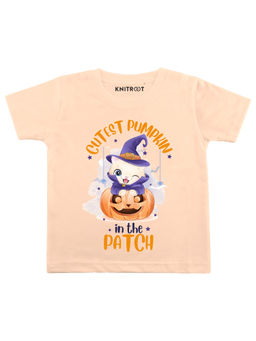 KNITROOT - Peach Cutest Pumpkin Patch Printed T-Shirt