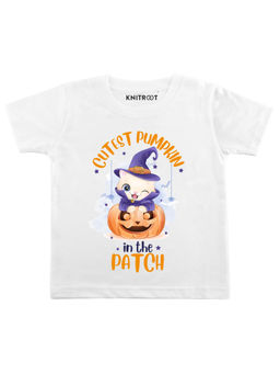 KNITROOT - White Cutest Pumpkin Patch Printed T-Shirt
