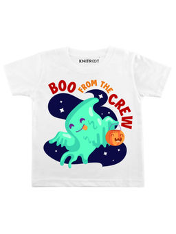 KNITROOT - White Boo From The Crew Printed T-Shirt