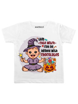 KNITROOT - White Cute Witch Printed T-Shirt
