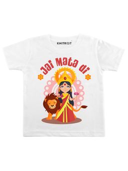 KNITROOT - White Jai Mata Di Printed T-Shirt