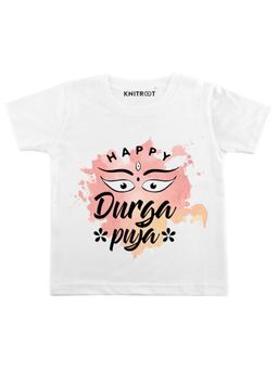 KNITROOT - White Durga Puja Printed T-Shirt