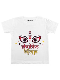 KNITROOT - White Shubho Bijoya Printed T-Shirt