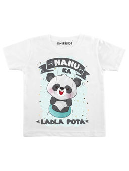 KNITROOT - White Ladla Pota Printed T-shirt