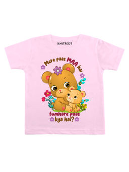 KNITROOT - Pink Mere Pass Maa Hai Printed T-shirt
