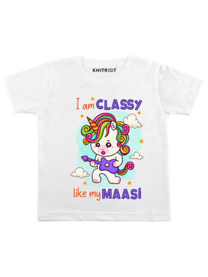 Girls Classy Like My Maasi Print Oversized Crop T-Shirt & Shorts Set main image 0