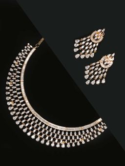 Priyaasi - Gold-Plated American Diamond Studded Jewellery Set