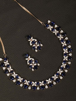 Priyaasi - Blue Colored AD Studded Jewellery Set (Set of 2)