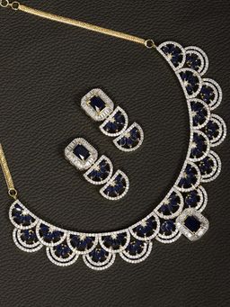 Priyaasi - Blue Colored AD Studded Jewellery Set
