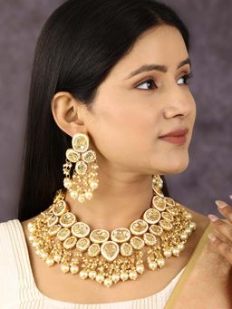 Priyaasi - Kundan Beads Pearls Gold Plated Traditional Jewellery Set