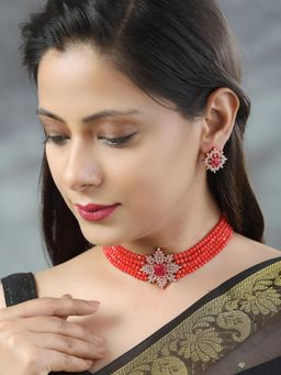 Priyaasi - Ruby Maroon Kundan Gold Plated Choker Set