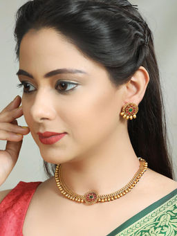Priyaasi - Ruby Gold Plated Jewellery Set