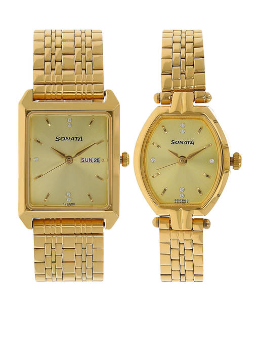 Buy Sonata Gold Stainless Steel Watch-NL70078083YM02 Online