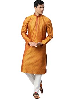 Manthan - Mustard Silk Blend Kurta For Men