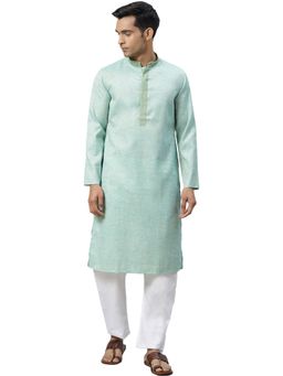 Manthan - Green Cotton Blend Kurta For Men