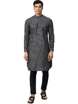 Manthan - Black Cotton Kurta For Men
