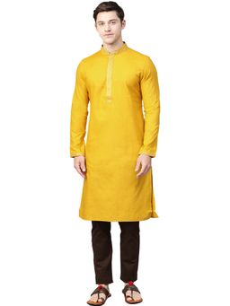 Manthan - F. Yellow Cotton Blend Kurta For Men