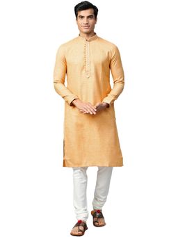 Manthan - Orange Cotton Blend Kurta For Men