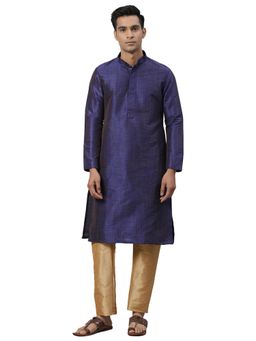 Manthan - Blue Silk Blend Kurta For Men