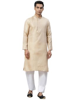 Manthan - Fawn Silk Blend Kurta For Men