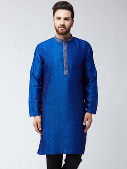 SOJANYA - Mens Blue Self Design Only Long Kurta