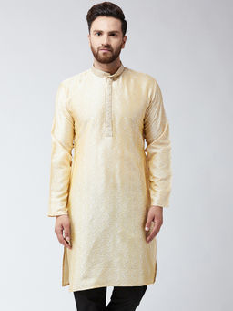 SOJANYA - Mens Gold Self Design Only Long Kurta