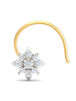 KuberBox - 18K Agni Gold Diamond Nose Pin for Women and Girls