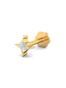 KuberBox - 14K Cayman 0.02 Carat Diamond Nose Stud for Women and Girls