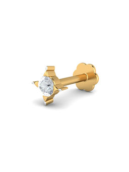 KuberBox - 14K Cayman 0.04 Carat Diamond Nose Stud for Women and Girls