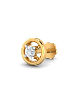 KuberBox - 18K Round 0.06 Carat Diamond Nose Stud for Women and Girls