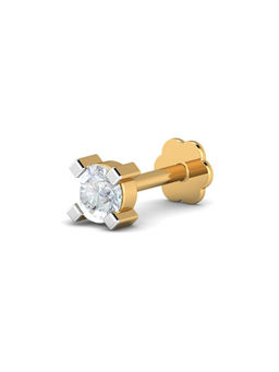 KuberBox - 18K Square Pronged Diamond Nose Stud for Women and Girls