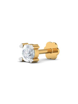 KuberBox - 18K Heart Pronged Diamond Nose Stud for Women and Girls