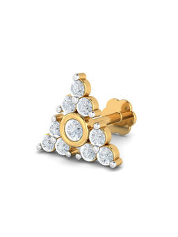 KuberBox - 14K Pyramid 0.15 Carat Diamond Nose Stud for Women and Girls