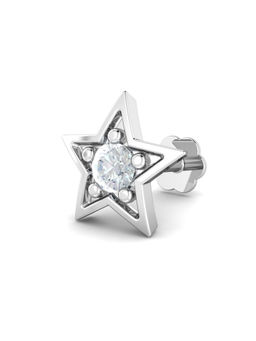 KuberBox - 18K Star 0.06 Carat Diamond Nose Stud for Women and Girls