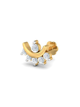 KuberBox - 18K Chandrabindu 0.11 Carat Diamond Nose Stud for Women and Girls