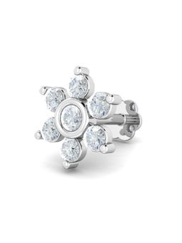 KuberBox - 18K Bezel Love 0.11 Carat Diamond Nose Stud for Women and Girls