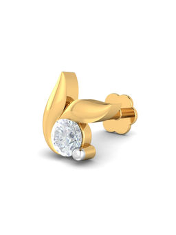 KuberBox - 18K Ekta 0.07 Carat Diamond Nose Stud for Women and Girls