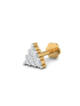 KuberBox - 14K Trikon 0.07 Carat Diamond Nose Stud for Women and Girls
