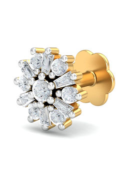 KuberBox - 14K Sanjana Diamond Nose Stud for Women and Girls
