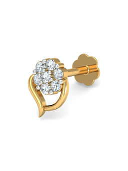 KuberBox - 18K Rima Cluster Diamond Nose Stud for Women and Girls
