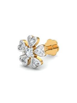 KuberBox - 18K Cinquefoil Diamond Diamond Nose Stud for Women and Girls