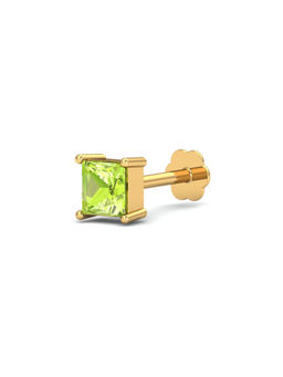 KuberBox - 14K Tiny Square Peridot Nose Stud for Women and Girls